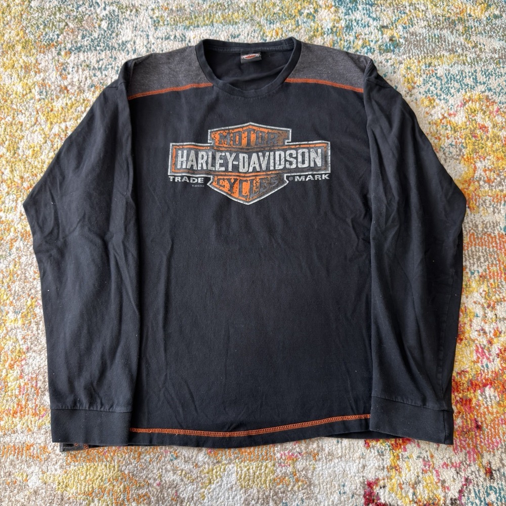 Harley-Davidson Shirt Men XL Long Sleeve Rubber City Akron OH Biker Graphic